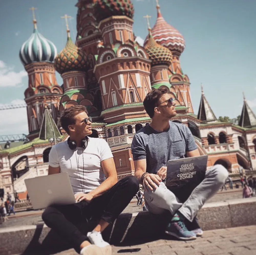 Marcel Aue mit Chris in Moskau